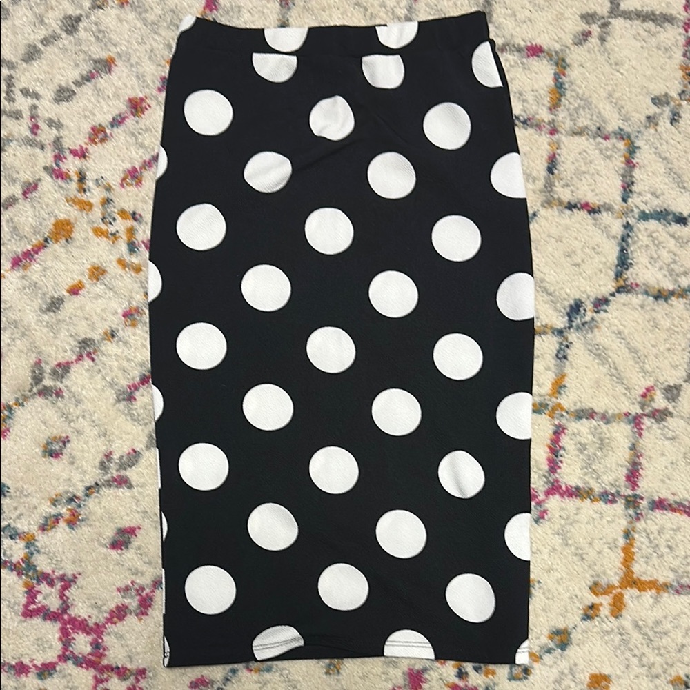 Polka Dot Pencil Skirt - Black and White